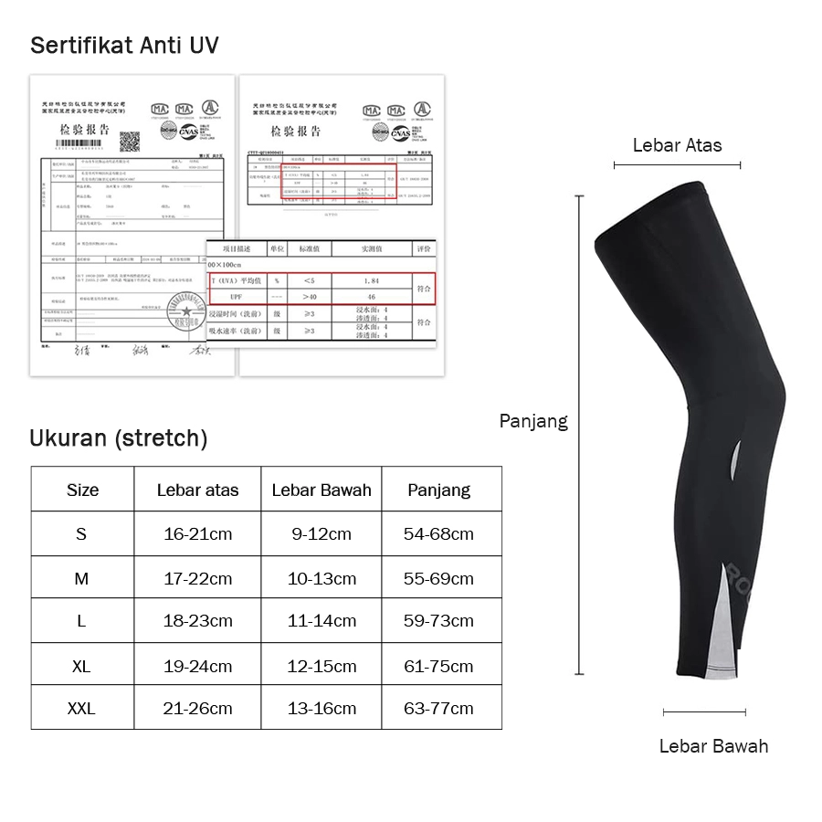 SARUNG TANGAN & MANSET Manset Kaki Rockbros Legging Sepeda Anti UV Compression Leg Sleeves Hitam 006 5 sarung_kaki_rockbros_006_hx4