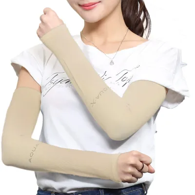 SARUNG TANGAN & MANSET Sarung Lengan Manset Sepeda Aqua X Anti UV Ice Skin Coll Wristlet Arm Sleeve Khaki 2 sarung_lengan_aqua_kh2