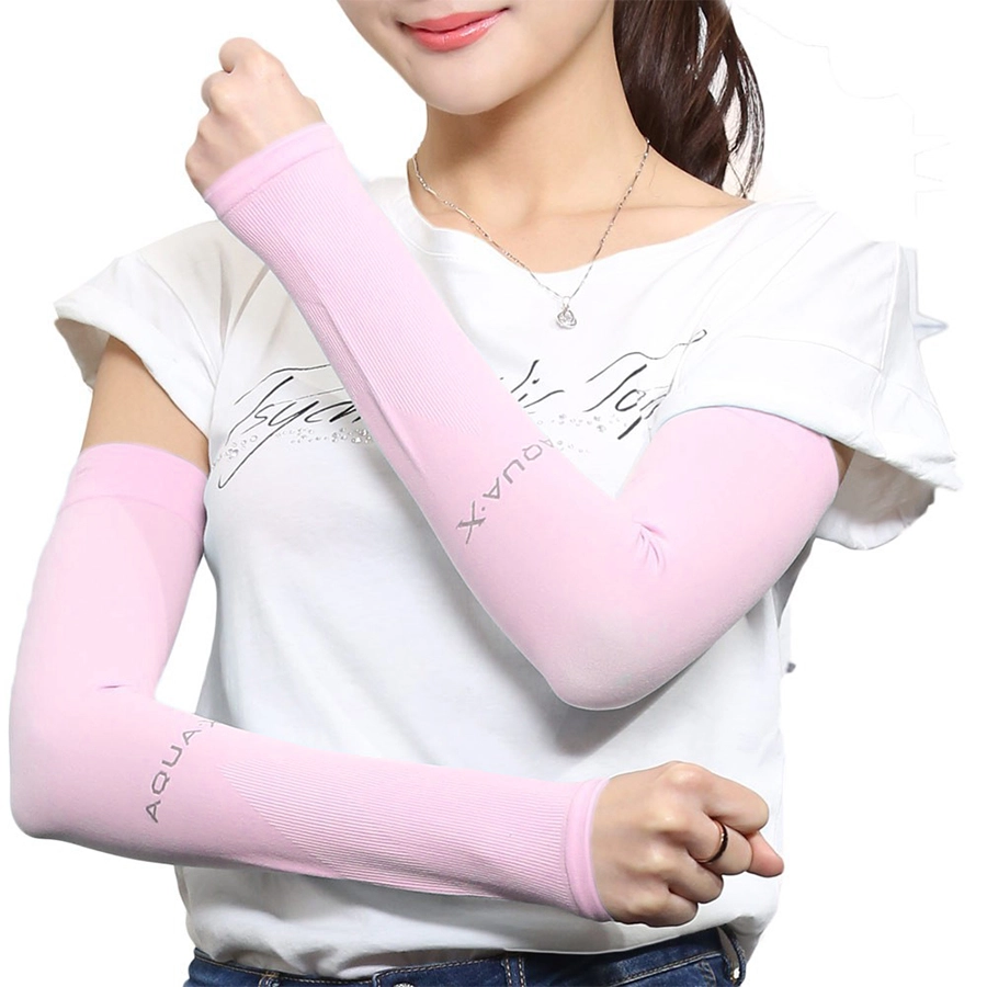 SARUNG TANGAN & MANSET Sarung Lengan Manset Sepeda Aqua X Anti UV Ice Skin Coll Wristlet Arm Sleeve Pink Muda 2 sarung_lengan_aqua_pm2