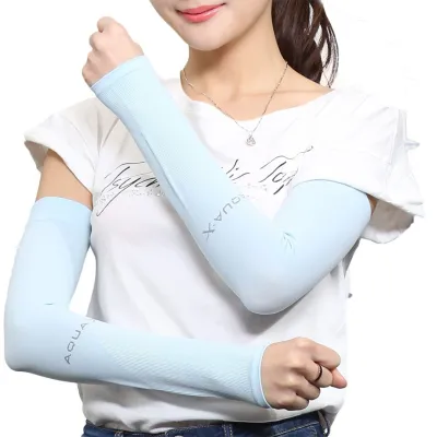 SARUNG TANGAN & MANSET Sarung Lengan Manset Sepeda Aqua X Anti UV Ice Skin Coll Wristlet Arm Sleeve Biru Muda 2 sarung_lengan_aqua_ts2