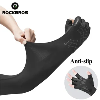 SARUNG TANGAN & MANSET Manset Tangan Rockbros Arm sleeve Sarung Lengan Sepeda Anti UV Half Finger HITAM 2 sarung_lengan_jari_rockbros_hx1