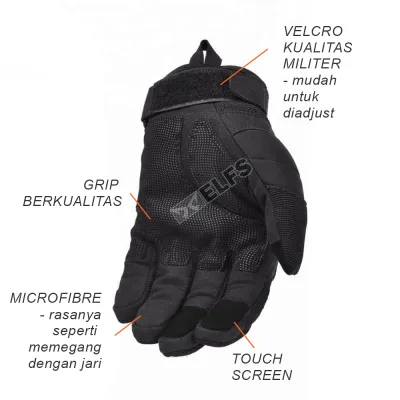 SARUNG TANGAN & MANSET Sarung Tangan TOUCH SCREEN Tactical Army Protector Motor Airsoft Paintball Sepeda Hitam 3 sarung_tangan_2