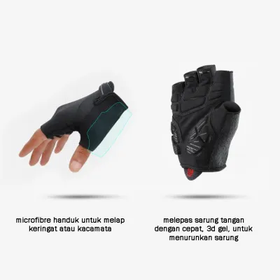 SARUNG TANGAN & MANSET Sarung Tangan Sepeda Golovejoy 3D GEL Road Bike MTB Cycling Glove Half Finger Abu Tua List 4 sarung_tangan_biker_goldkejoy_list_at3