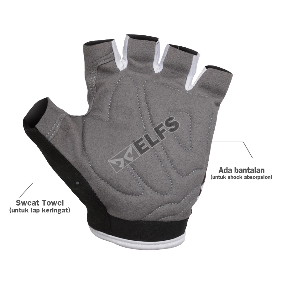 SARUNG TANGAN & MANSET SARUNG TANGAN SEPEDA HALF FINGER ROAD BIKE GLOVES HITAM 2 sarung_tangan_bikers_half_hx1