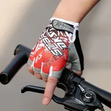 SARUNG TANGAN & MANSET Sarung tangan sepeda Half Finger Road Bike Gloves Merah cabe