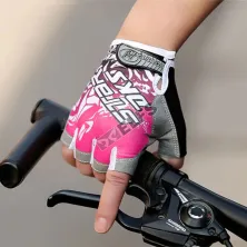 SARUNG TANGAN & MANSET Sarung tangan sepeda Half Finger Road Bike Gloves Pink Muda