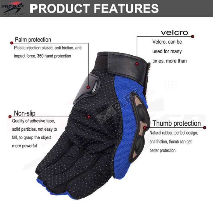 SARUNG TANGAN & MANSET Sarung Tangan Motor Pro Biker Full Finger Glove MCS-01C Biru Tua 3 sarung_tangan_probiker_bt2