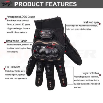 SARUNG TANGAN & MANSET Sarung Tangan Motor Pro Biker Full Finger Glove MCS-01C Hitam 2 sarung_tangan_probiker_hx1