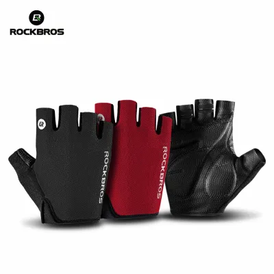 SARUNG TANGAN & MANSET Sarung Tangan Sepeda Rockbros Gloves Half Finger Gel Original Merah Cabe 2 sarung_tangan_rockbros_half_mc0