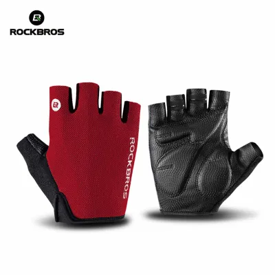 SARUNG TANGAN & MANSET Sarung Tangan Sepeda Rockbros Gloves Half Finger Gel Original Merah Cabe 1 sarung_tangan_rockbros_half_mc2