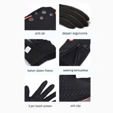SARUNG TANGAN & MANSET Sarung Tangan MotorSepeda Touch Screen Gloves BForest Waterproof Hitam