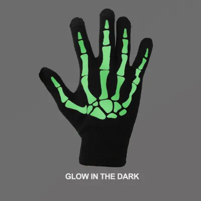 SARUNG TANGAN & MANSET Elfs - Sarung Tangan Tengkorak Glow in the Dark Halloween Skull Gloves Full Hitam 4 sarung_tangan_touchscreen_skull_full_hx3_1