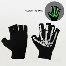 SARUNG TANGAN & MANSET Elfs  Sarung Tangan Tengkorak Glow in the Dark Halloween Skull Gloves Half Hitam