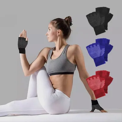 SARUNG TANGAN & MANSET Sarung Tangan Yoga Anti Slip Fitness Gloves Biru Tua 3 sarung_tangan_yoga_bt0
