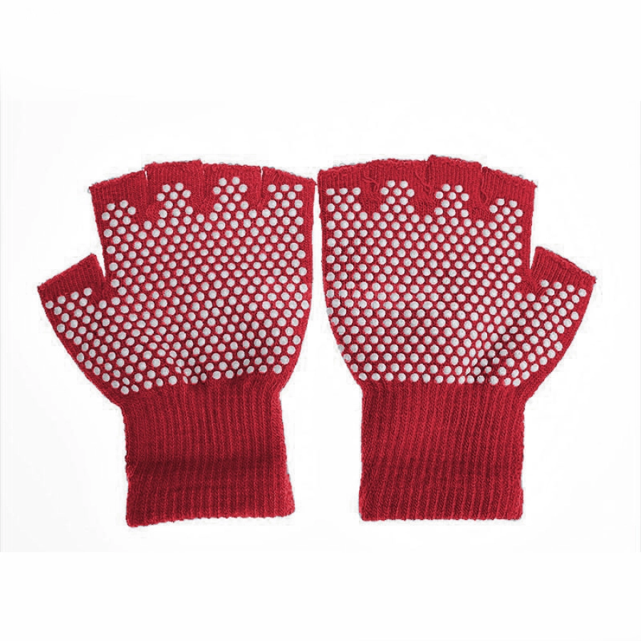 SARUNG TANGAN & MANSET Sarung Tangan Yoga Anti Slip Fitness Gloves Merah Cabe 2 sarung_tangan_yoga_mc2