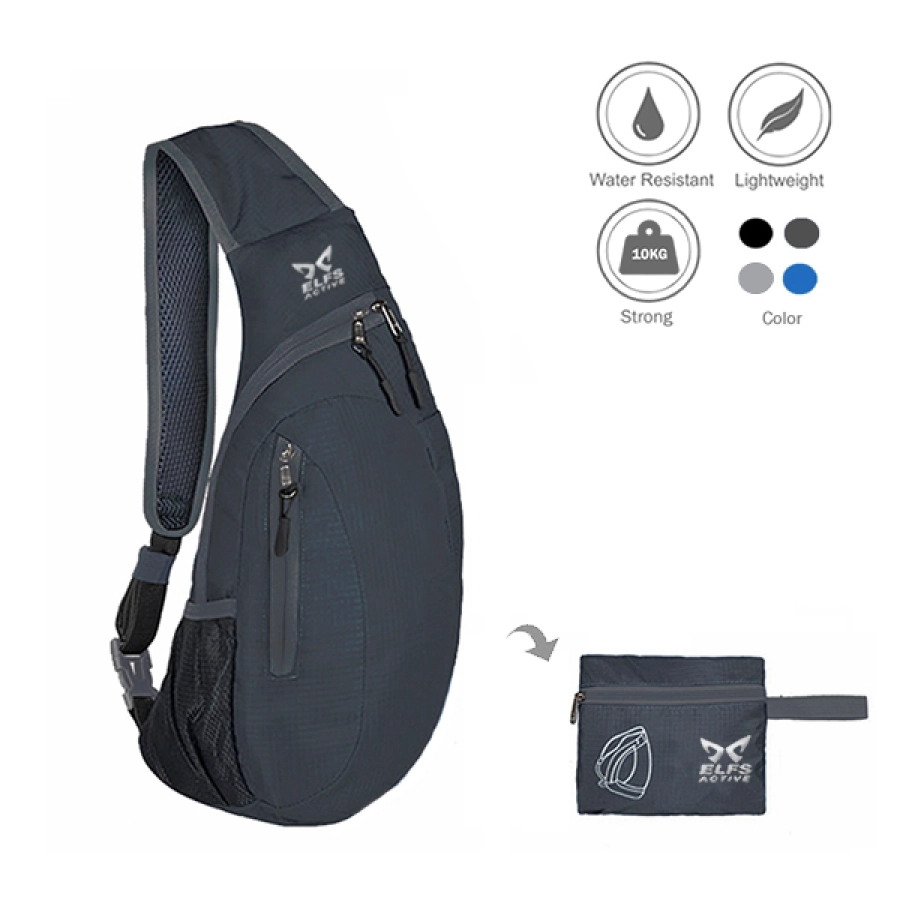 SLING BAG Tas Selempang Lipat Anti Air Foldable Water Resistant Slingbag 1AX802 ELFS Abu Tua 1 sling_bag_curve_10l_at_0