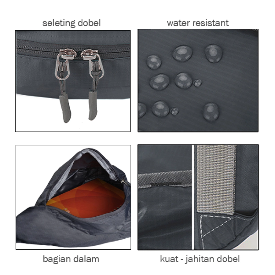 SLING BAG Tas Selempang Lipat Anti Air Foldable Water Resistant Slingbag 1AX802 ELFS Abu Tua 2 sling_bag_curve_10l_at_1