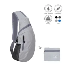 SLING BAG Tas Selempang Lipat Anti Air Foldable Water Resistant Slingbag 1AX802 Elfs Abu Muda