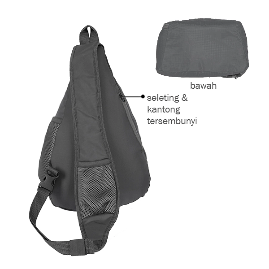 SLING BAG Tas Selempang Lipat Anti Air Foldable Water Resistant Slingbag 803 Dove Abu Tua 2 sling_bag_curve_doff_10l_at_1