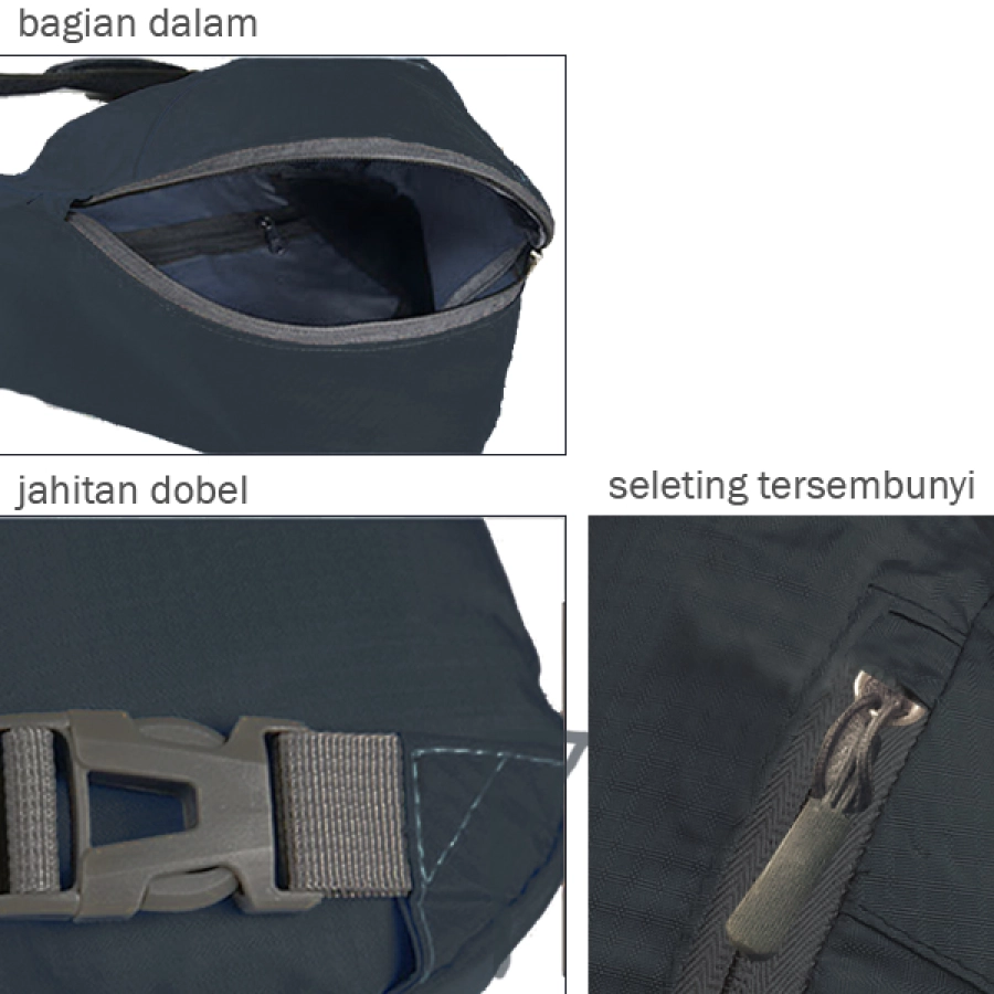 SLING BAG Tas Selempang Lipat Anti Air Foldable Water Resistant Slingbag 1AX803 ELFS Abu Tua 3 sling_bag_wave_at_2