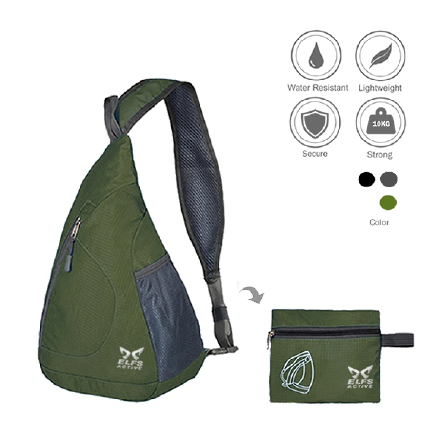 SLING BAG Tas Selempang Lipat Anti Air Foldable Water Resistant Slingbag 1AX803 ELFS Hijau Army 1 sling_bag_wave_ia_0