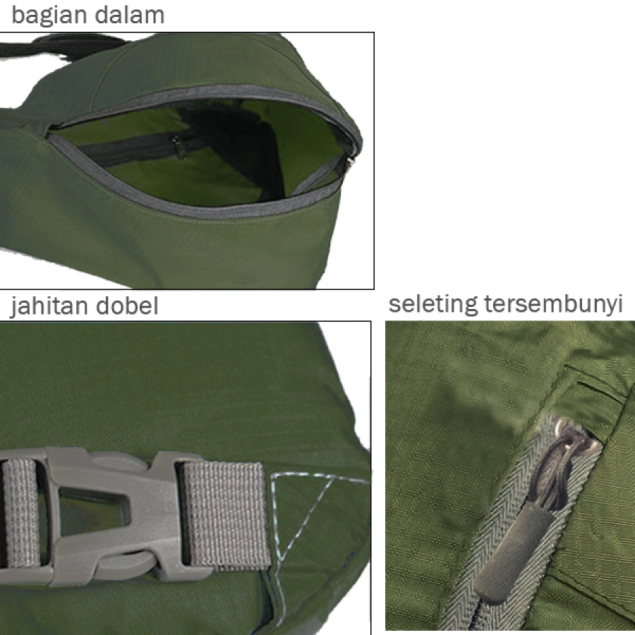 SLING BAG Tas Selempang Lipat Anti Air Foldable Water Resistant Slingbag 1AX803 ELFS Hijau Army 3 sling_bag_wave_ia_2