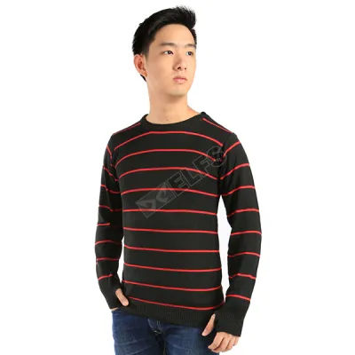 SWEATER ARIEL Sweater Rajut Pria Stripe Ariel Hitam 1 sr_ariel_stripe_hx_0