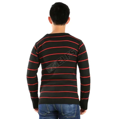 SWEATER ARIEL Sweater Rajut Pria Stripe Ariel Hitam 2 sr_ariel_stripe_hx_1