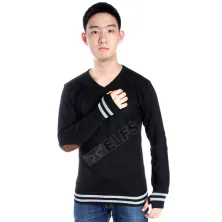 SWEATER ARIEL Sweater Rajut Pria Stripe Lengan Ariel Hitam