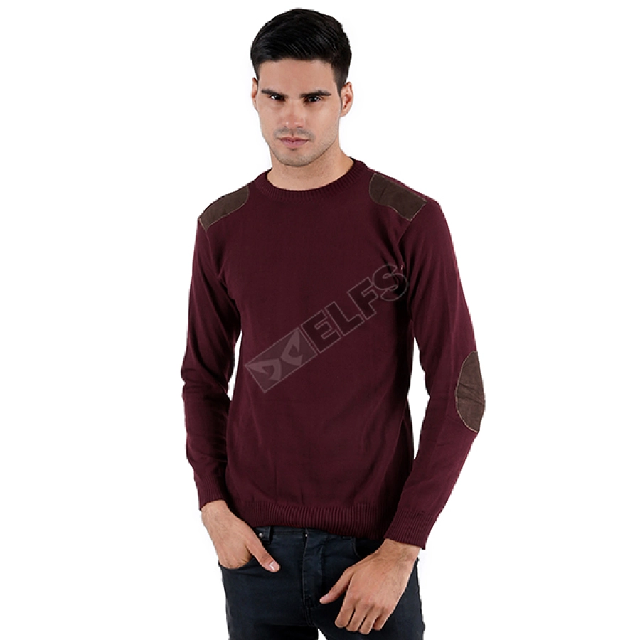  Sweater  Rajut  Pria  Pundak Siku Suede Maroon SWEATER  