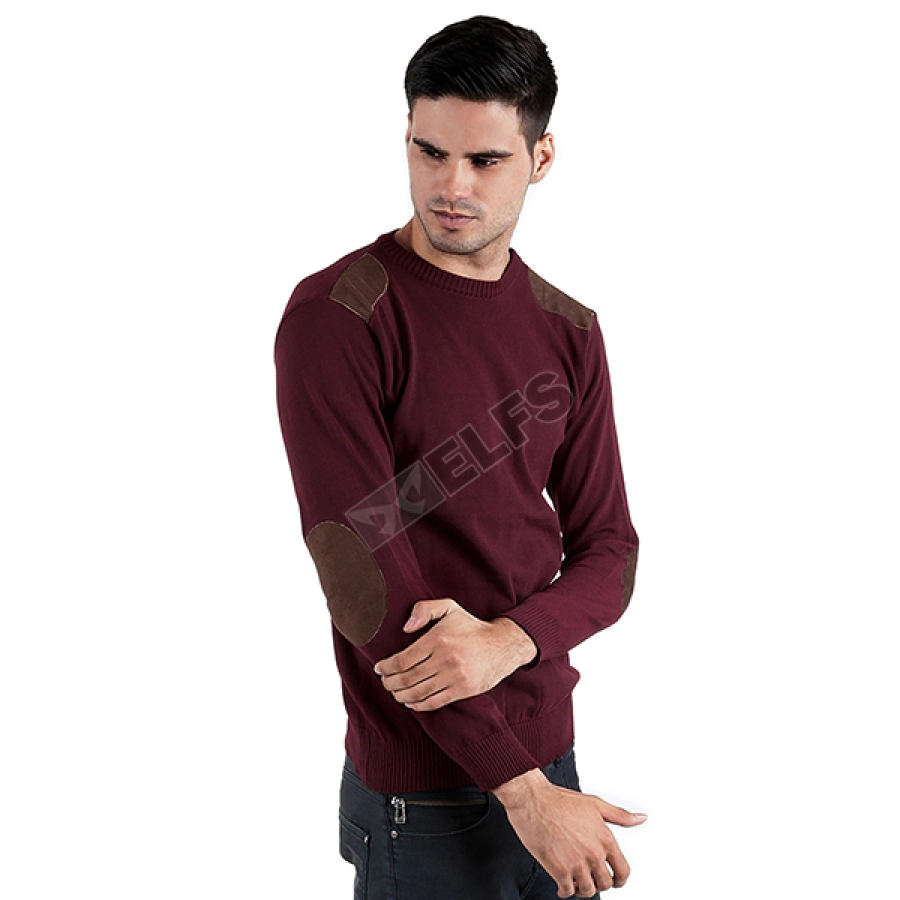  Sweater  Rajut  Pria  Pundak Siku Suede Maroon SWEATER  