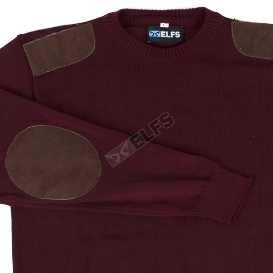  Sweater  Rajut  Pria  Pundak Siku Suede Maroon SWEATER  