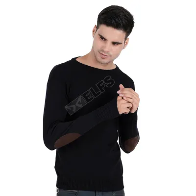 Sweater Rajut Pria Siku Suede Ariel Hitam  SWEATER ARIEL 