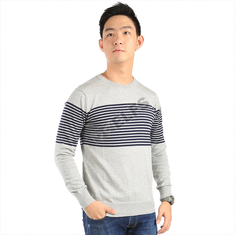 SWEATER Sweater Rajut Pria Stripe Abu Muda 1 sr_stripe_am_0