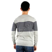 SWEATER Sweater Rajut Pria Stripe Abu Muda