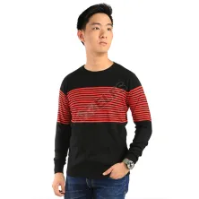 SWEATER Sweater Rajut Pria Stripe Hitam
