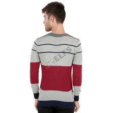 SWEATER Sweater Rajut Pria Stripe List Abu Muda