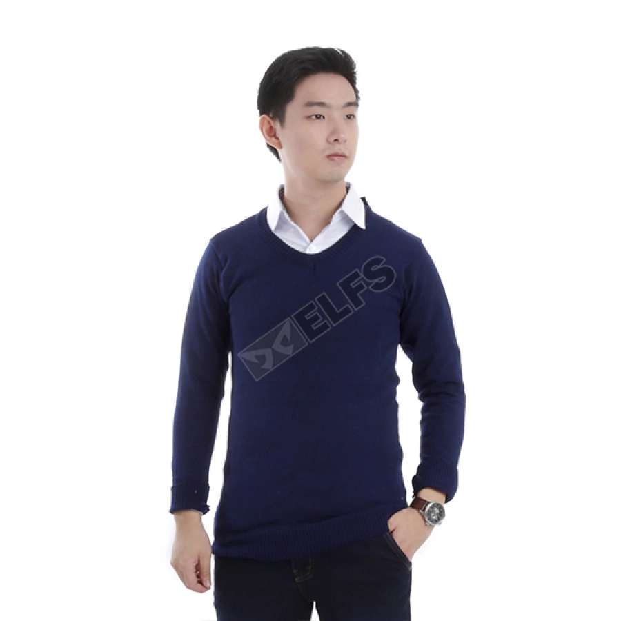 SWEATER ARIEL Sweater Rajut Pria Vneck Ariel Biru Dongker 2 sr_vneck_ariel_bd_1