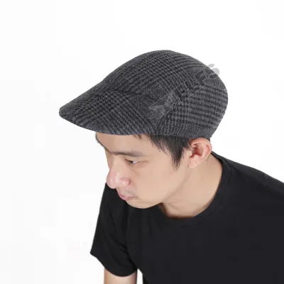 TOPI PELUKIS FLATCAP WOOL PREMIUM PAINITER HAT TOPI PELUKIS PRIA DEWASA SENIMAN IMPORT HITAM TRN03 2 to1_flatcap_wool_trn03_hx1