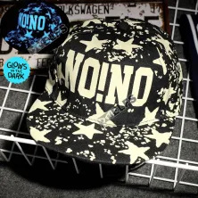 TOPI LED/GLOW Topi Glow in the Dark Blue Fluoreschent Fullprint Nono Hitam