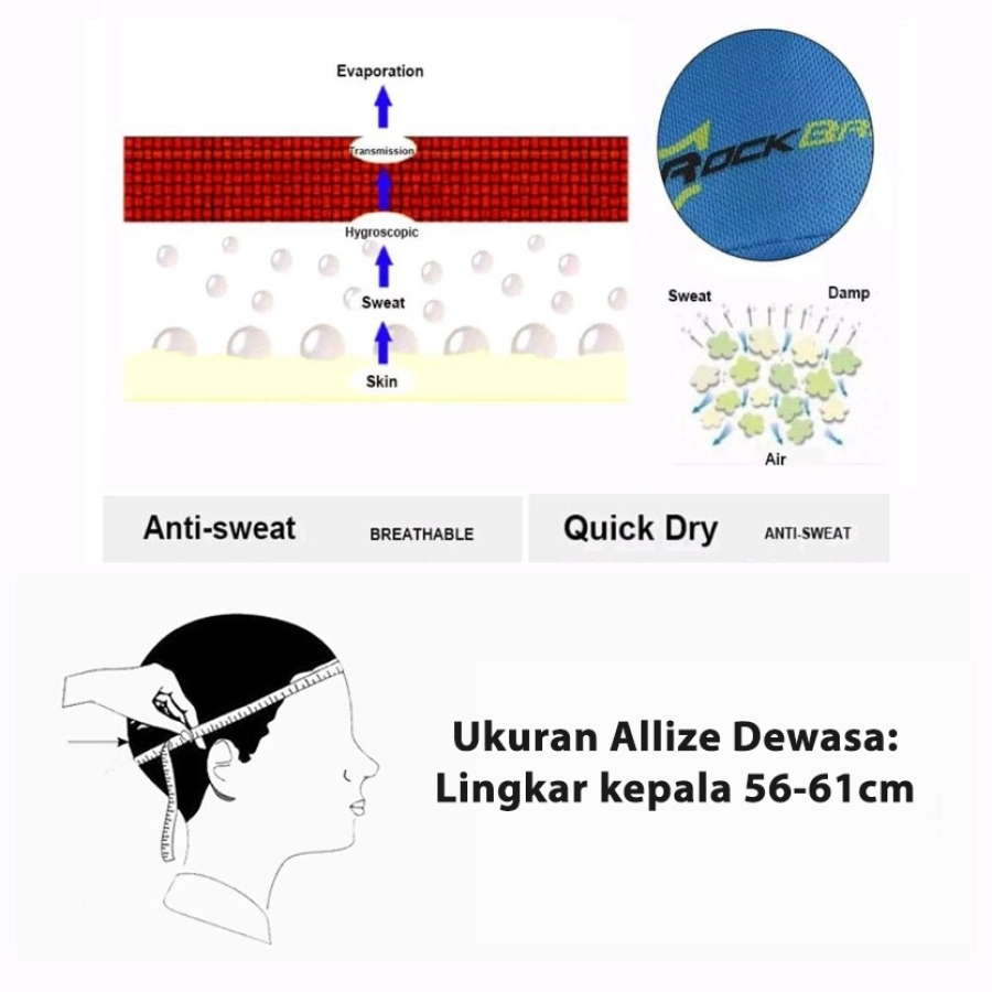 TOPI RIMBA / MANCING Elfs - Topi Sepeda Rockbros Cycling Cap Breathable Quick Dry Bike To Work Biru Muda 04 5 to1_sepeda_garis_warna_bt4