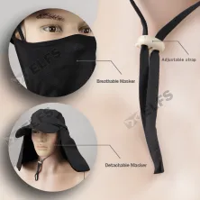TOPI RIMBA / MANCING Elfs  Topi Mancing anti UV Masker Jepang Outdoor Hat Hitam