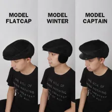 TOPI PELUKIS Flatcap Fur Premium 3in1 Winter Painter hat Topi Pelukis Rusia Hitam