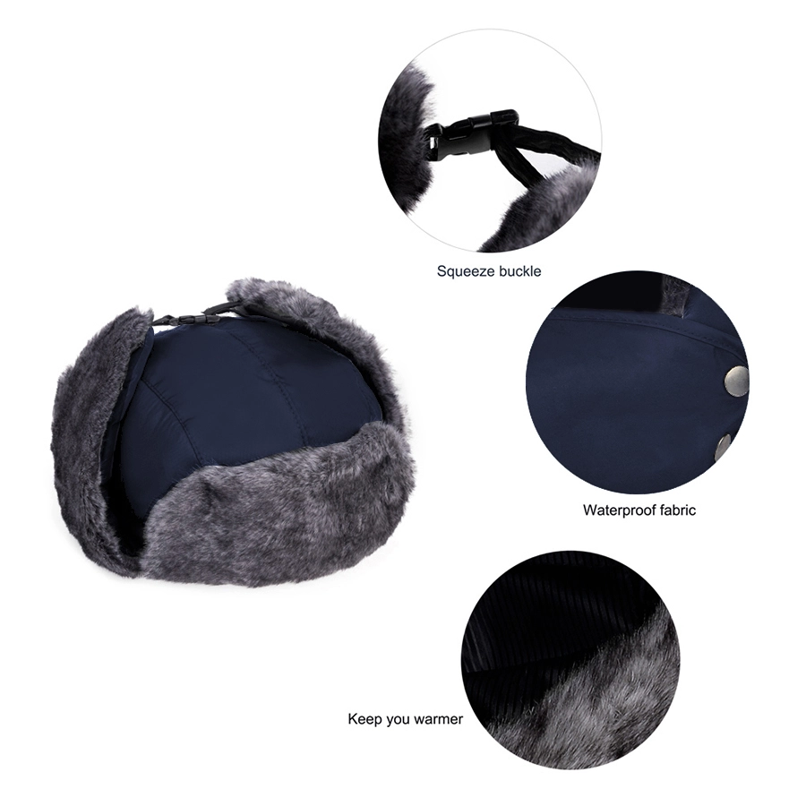 KUPLUK TOPI USHANKA RUSSIAN 3IN1 CAP + MASKER WATER RESIST WINTER BOMBER HAT BIRU TUA 3 to1_winter_ushanka_bt2