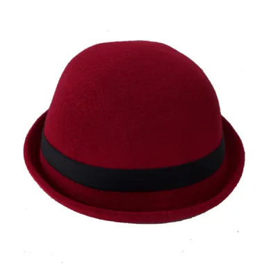 TOPI BOWLER Topi Fedora Bowler Caplin Maroon 1 to2_fedora_caplin_mo