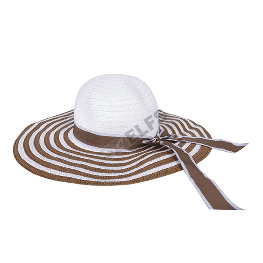 TOPI PANTAI WANITA Topi Pantai Wanita White List Coklat Tua 1 to2a_girl_big_whte_list_ct_1_copy