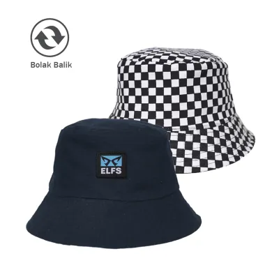 TOPI FEDORA / BUCKET TOPI BUCKET HAT REVERSIBLE CATUR BIRU DONGKER 1 to2b_buckethat_reverseable_catur_bd_0