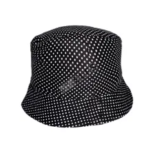 TOPI FEDORA / BUCKET Topi Bucket Hat Reversible Polkadot Hitam