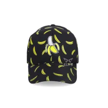 BASEBALL MOTIF Unisex Topi Baseball Twill Bordir Banana Hitam