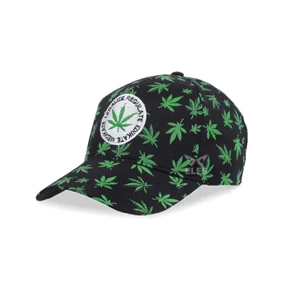 BASEBALL MOTIF Unisex Topi Baseball Twill Bordir Marijuana Hitam 1 to3_baseball_cap_bordir_marijuana_hx_0